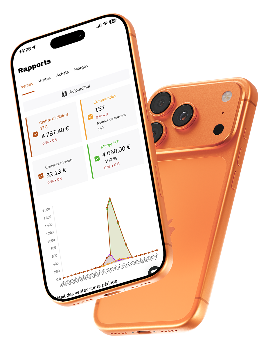 Interface mobile ARTIPOS sur iPhone pour suivre les ventes du commerce