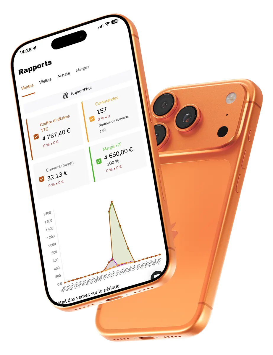 Interface mobile ARTIPOS sur iPhone pour suivre les ventes du commerce